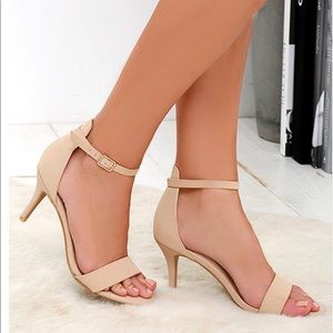 COPY - Nude Nubuck Ankle Strap Heels